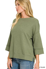 Zenana Double Knit 3/4 Sleeve Top