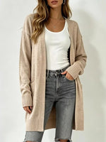 Full Size Open-Front Longline Knit Cardigan Plus Size