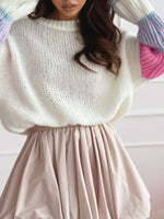 Color Block Round Neck Sweater