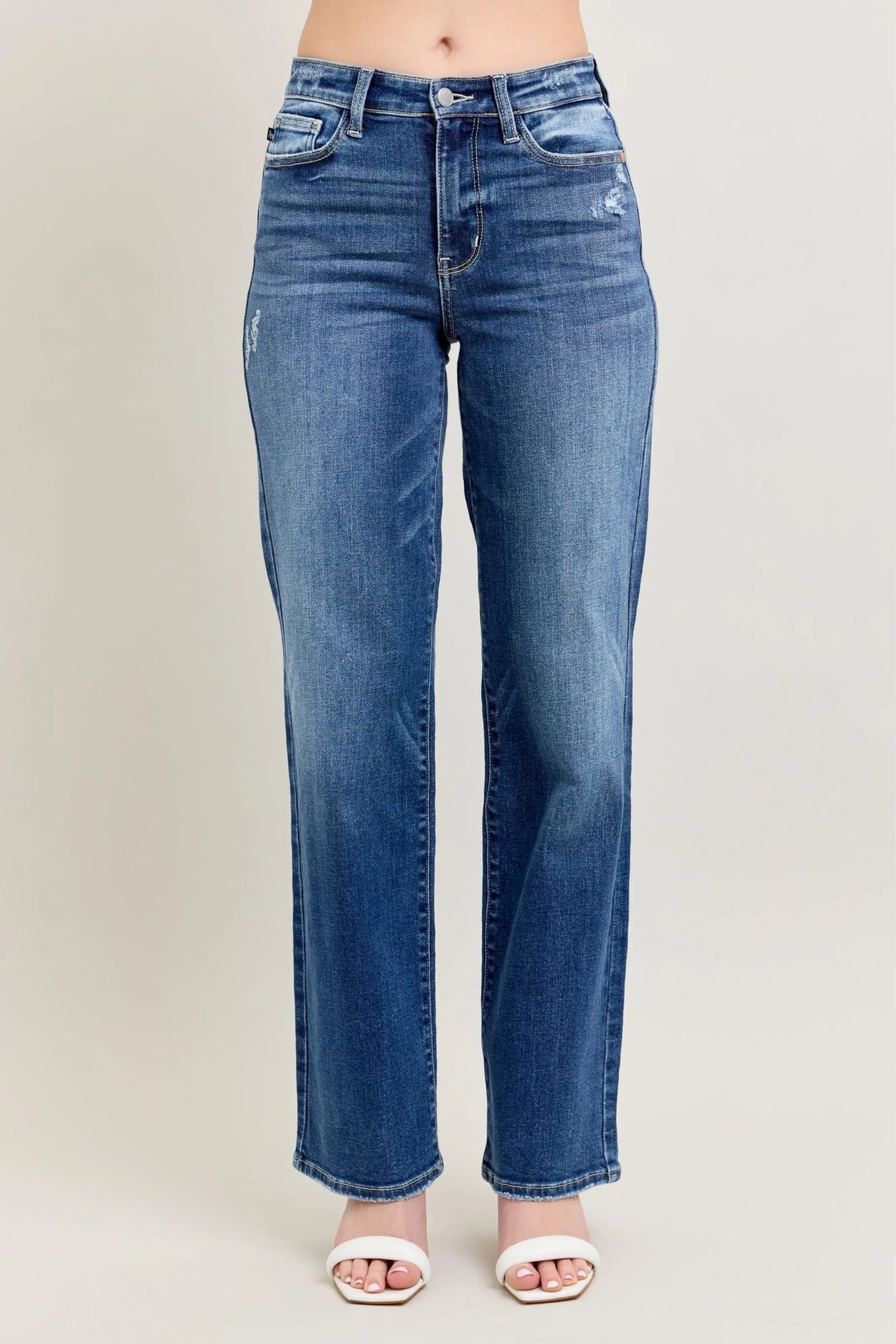 Judy Blue Full Size High Waist 90's Straight Leg Jeans Plus Size - Ladyez