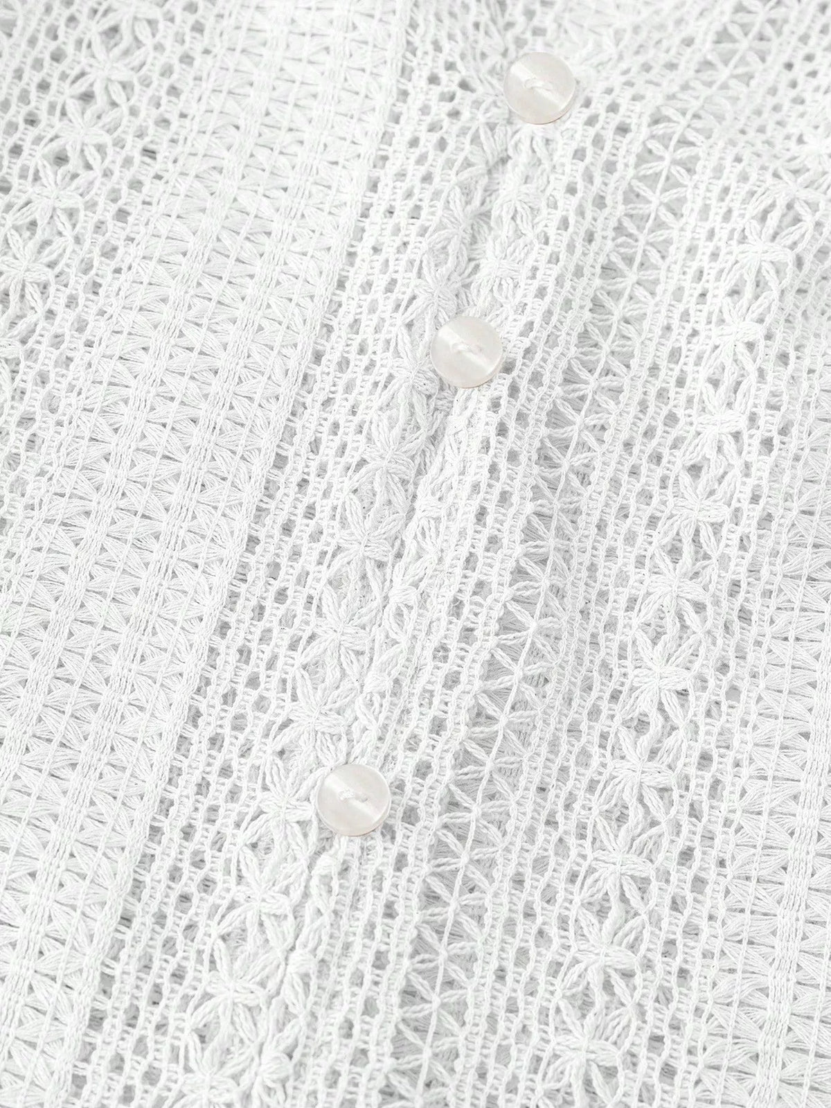 Lace Notched Long Sleeve Shirt