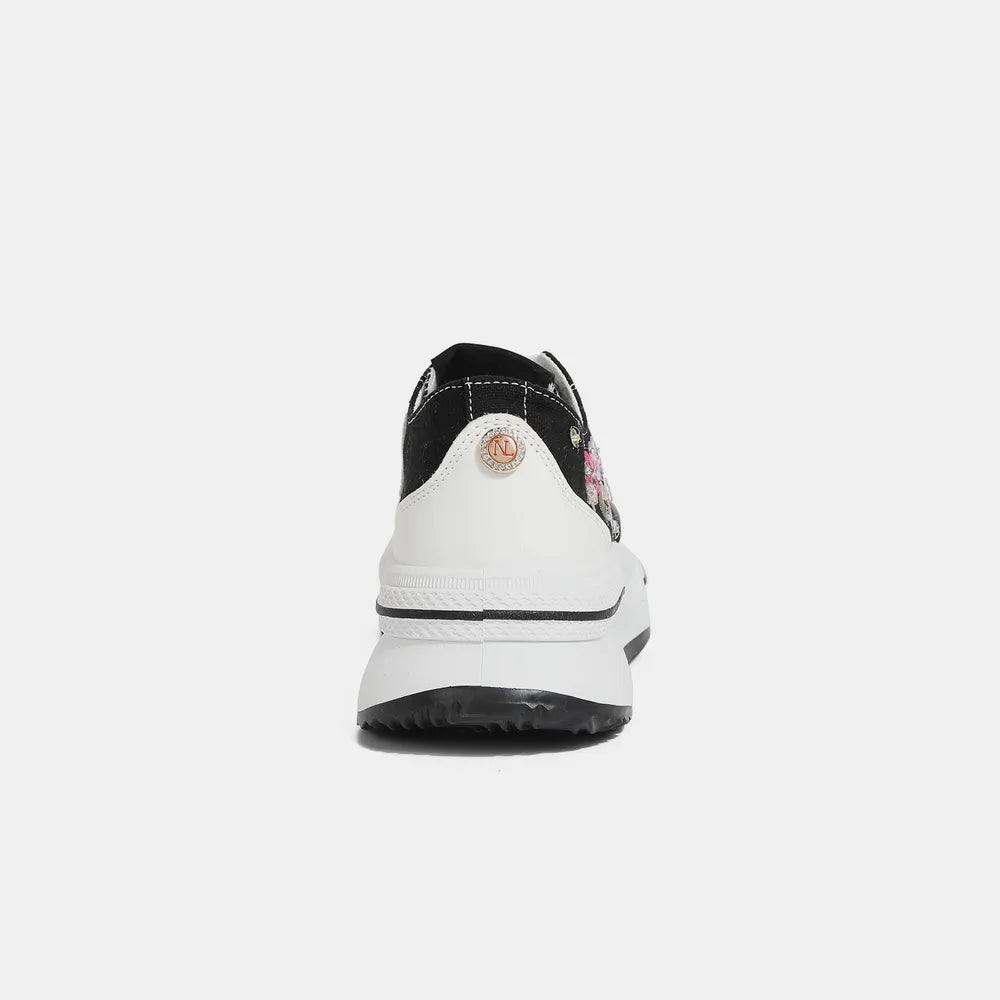 Nicole Lee USA Embroidery Detail Platform Lace-Up Sneakers - Ladyez