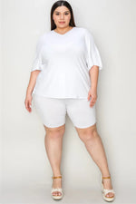 Basic Bae Bamboo Full SizeV-Neck Drop Shoulder T-Shirt and Shorts Set