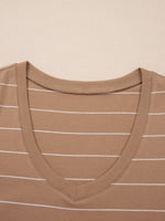Stripe Short Sleeve Side Slit Maxi T Shirt Dress