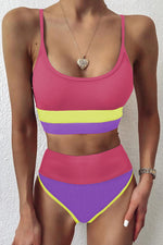 Color Block Spaghetti Strap Two-Piece Swim Set - Ladyez