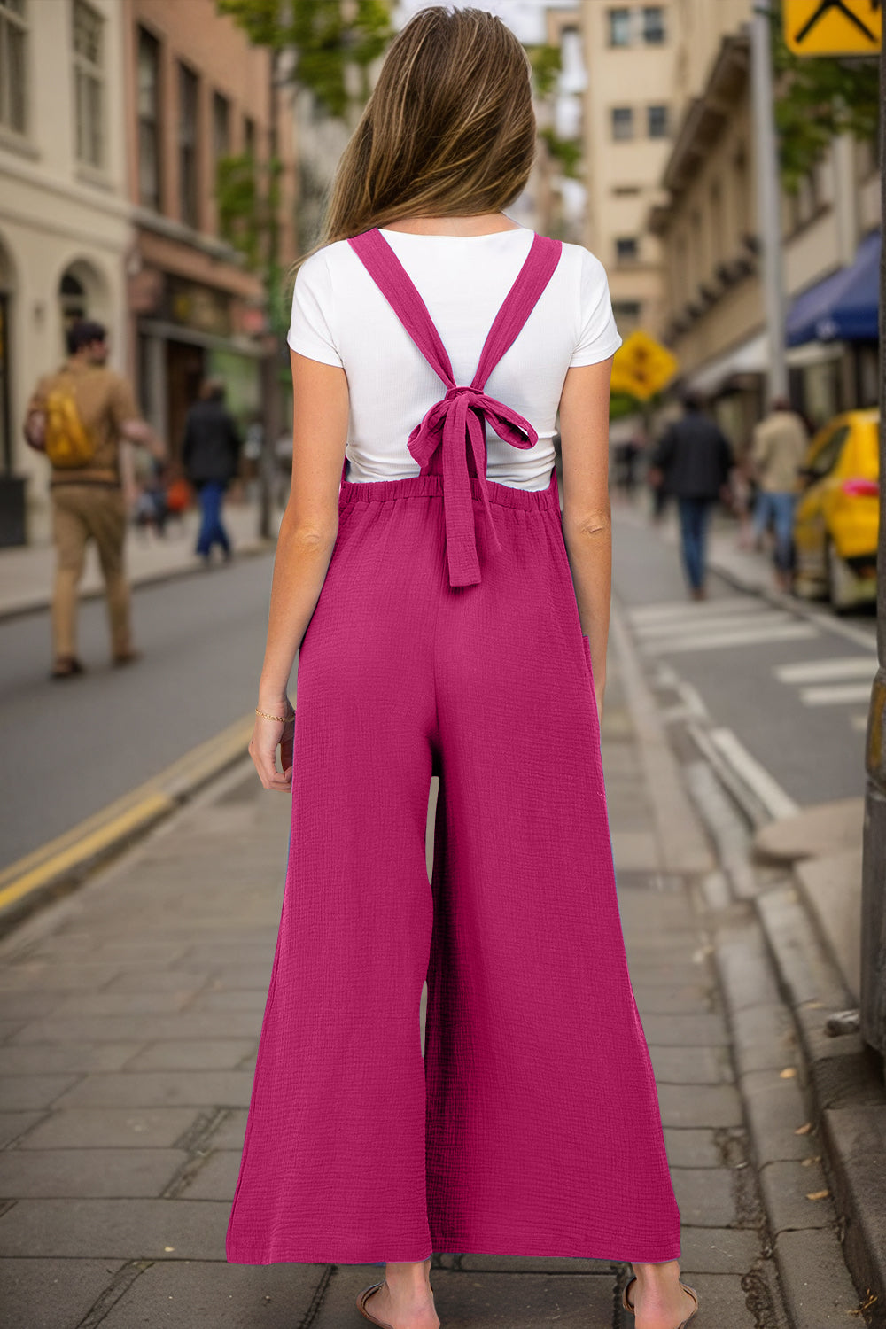 Double Take Full Size Wide Leg Overalls with Pockets - Ladyez