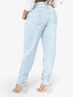 Distressed Star Wash Boyfriend Jeans - Ladyez