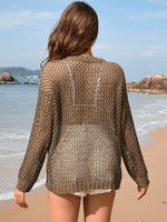 Heart Openwork Long Sleeve Cover-Up - Ladyez