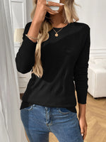 Round Neck Long Sleeve Knit Top