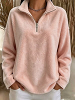 Full Size Quarter-Zip Fleece Sweatshirt Plus Size