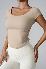 Round Neck Short Sleeve Active T-Shirt - Ladyez