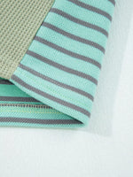 Exposed Seam Waffle Striped Patchwork Baggy Blouse
