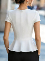 Pearl Embellished Peplum T-Shirt