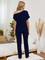Boat Neck Top and Pants Lounge Set - Ladyez