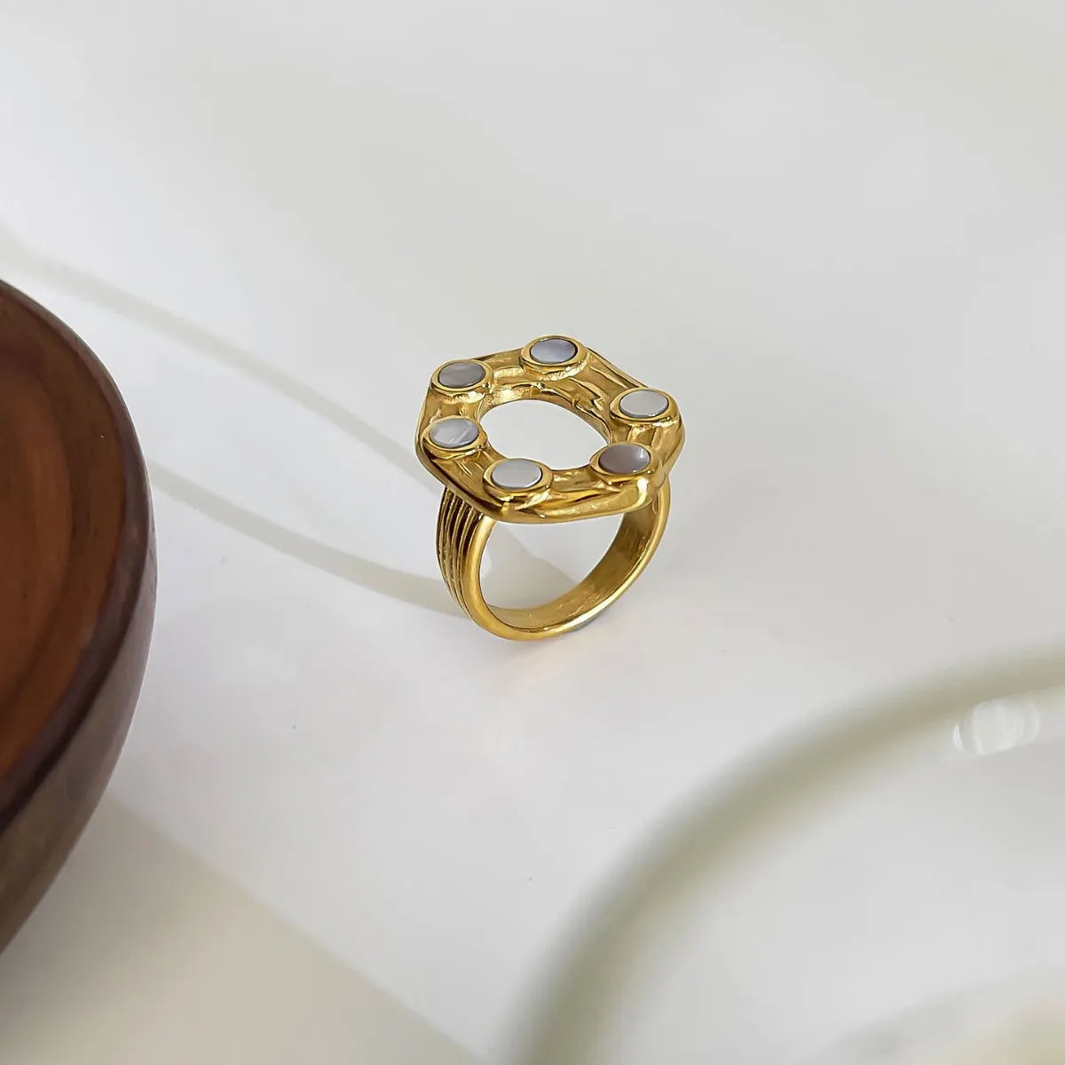 18K Gold-Plated Oval Statement Ring - Ladyez