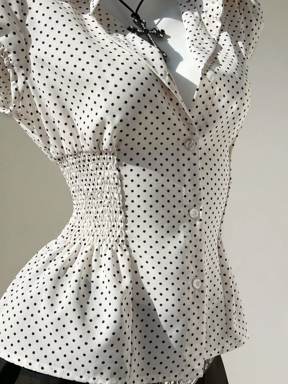 Polka Dot Cap Sleeve Blouse