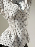 Polka Dot Cap Sleeve Blouse