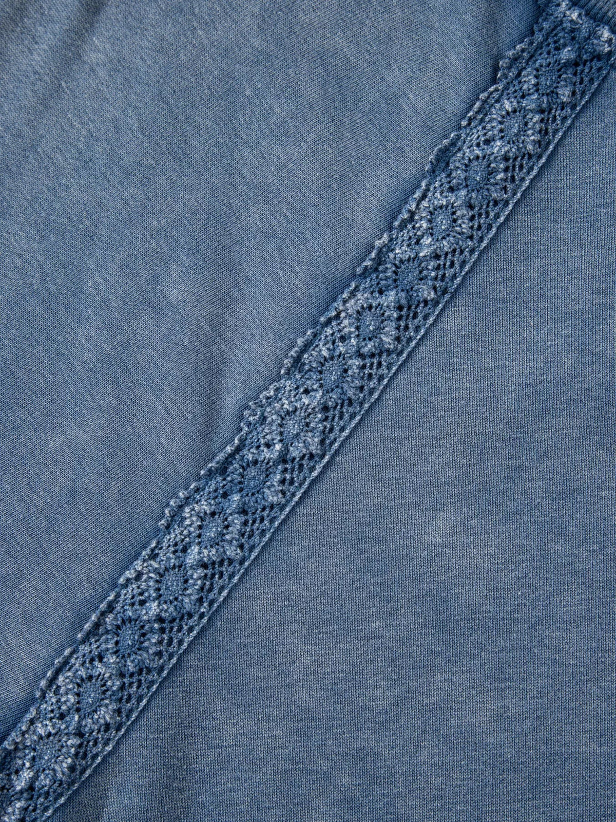 Lace Patchwork Detail Notched Neck Mineral Wash Baggy Sweatshirt