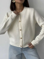 Button Up Texture Knit Cardigan