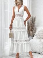 Full Size Lace Tied Swiss Dot Sleeveless Maxi Dress Plus Size