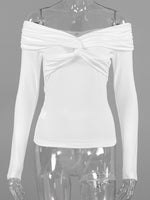 Twist Front Off-Shoulder Long Sleeve Top