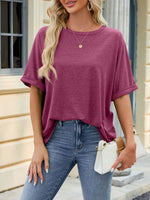 Casual Loose Fit Rolled Sleeve T-Shirt