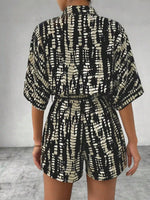 Striped Button-Up Belted Romper