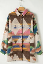 Geometric Button Up Long Sleeve Jacket