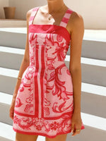 Printed Square Neck Midi Dress