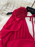 One-Shoulder Floral Decor Dress