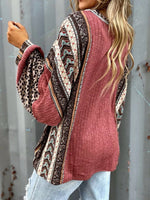 Leopard Color Block Ribbed Top