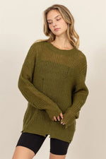 HYFVE Distressed Long Sleeve Knit Top