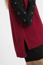 Umgee High-Low Turtleneck Sleeveless Sweater Top
