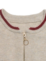 Zip Up Contrast Trim Cardigan