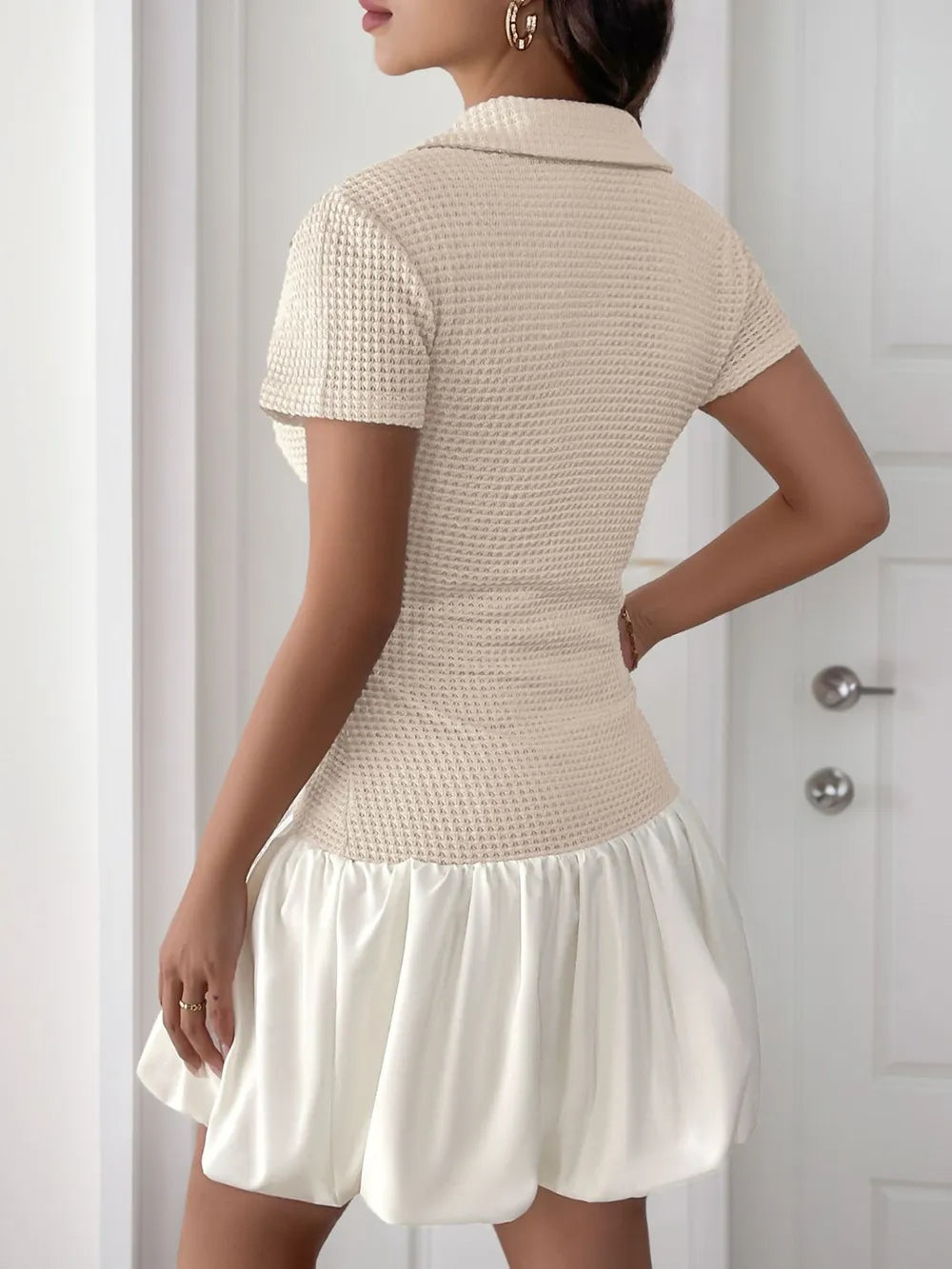 Perfee Johnny Collar Short Sleeve Mini Dress