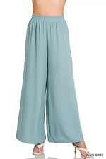 Zenana Woven Airflow Elastic Waistband Pants