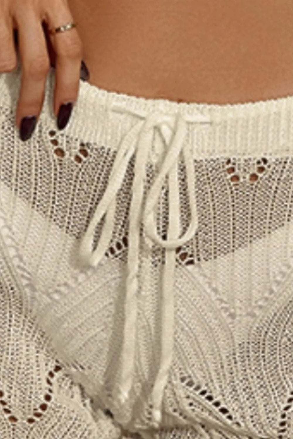 Drawstring Cutout Swim Shorts - Ladyez