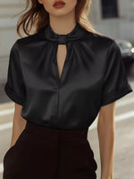 Keyhole Neck Satin Blouse