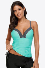 Contrast Sweetheart Neck Swim Cami - Ladyez