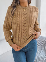 Cable-Knit Round Neck Sweater