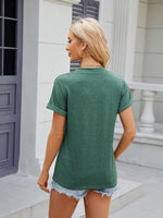 Florira Notched Short Sleeve T-Shirt - Ladyez