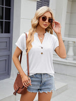 Florira Notched Short Sleeve T-Shirt - Ladyez