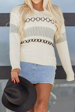 V-Neck Knit Long Sleeve Sweater