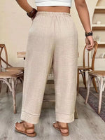 Plus Size High-Waisted Elastic Waist Pants with Pockets