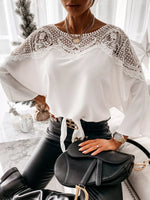 Lace Trim Long Sleeve Blouse