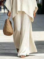 Full Size Batwing Sleeve Top and Wide-Leg Pants Set Plus Size
