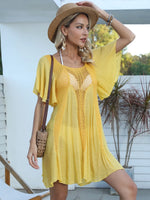 Openwork Flutter Sleeve Cover-Up Dress - Ladyez