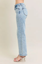 Judy Blue Full Size High Waist Stone Wash Straight Jeans Plus Size - Ladyez