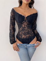 Off-Shoulder Lace Bodysuit - Ladyez