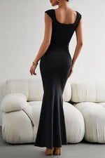 Devine Cap Sleeve Scoop Neck Maxi Dress - Ladyez